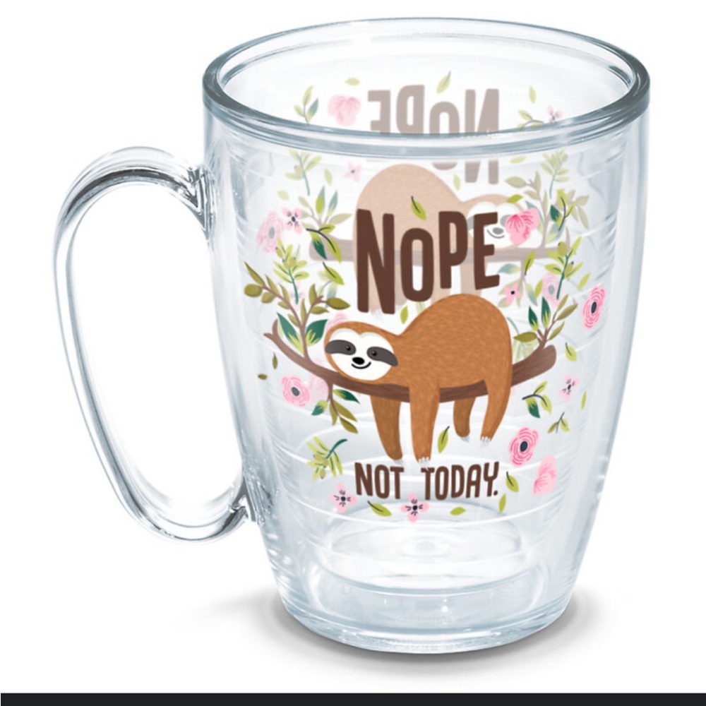 New Tervis Sloth Nope Not Today Insulated Double Walled Mug With pink Lid 16 oz. - Picture 8 of 8